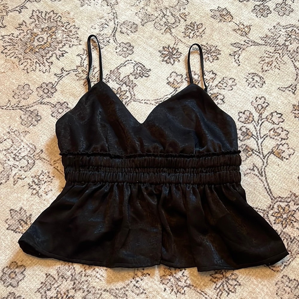Satin Black Tank Top